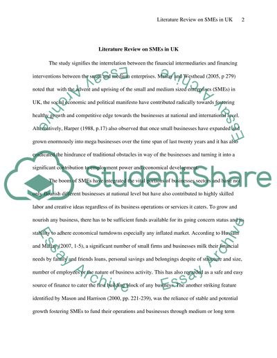 To Identify and Analysis the Financing Problem Within Small and Medium Enterprise in the UK