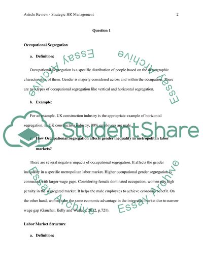 Article Review - Strategic HR Management