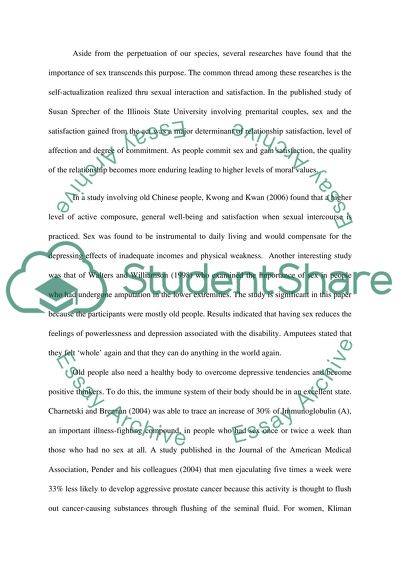 Maslows Hierarchy of Needs as it relates to sexuality in older adults