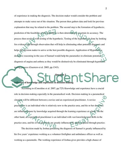 Decision Making in Paramedic - Reasoning Pathway of Each of the Crew Members