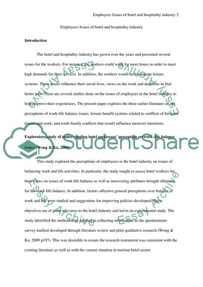 Employees Issues of Hotel and Hospitality Industry