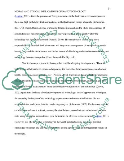 Moral and Ethical Implications of Nanotechnology