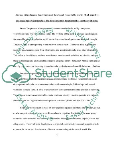 Development of the Theory of Mind