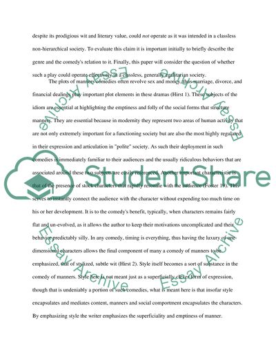 The Importance of Being Earnest as a Comedy of Manners