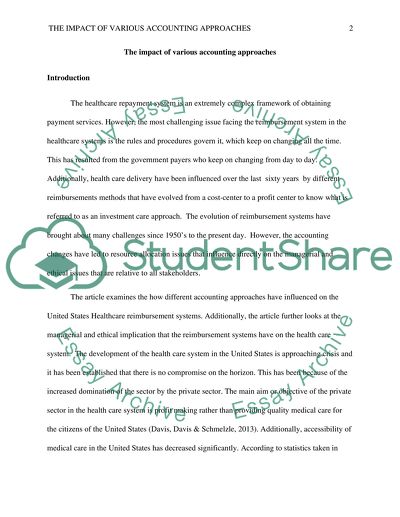 The Impact of Various Accounting Approaches