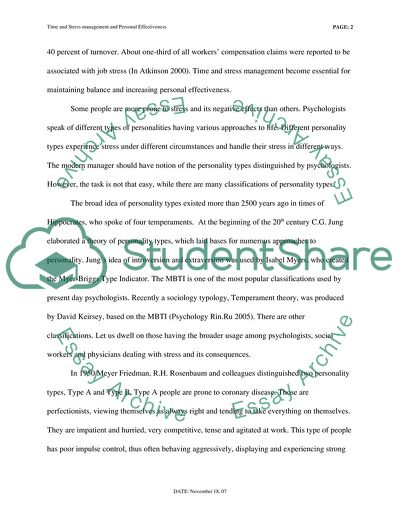 Time and Stress Management and Personal Effectiveness