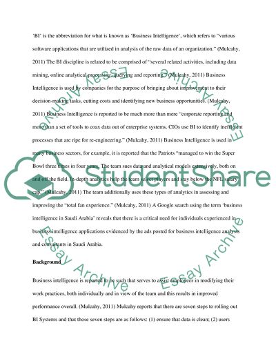 Business Intelligence Implementation in Public Domain in the Kingdom of Saudi Arabia