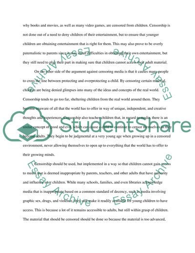 The Act of Censorship for the Benefit of Children