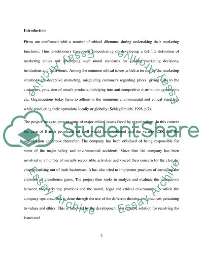 Marketing Law and Ethics at British Petroleum Oil Spill