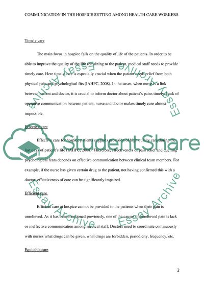 Communication in the Hospice Setting Among Health Care Workers