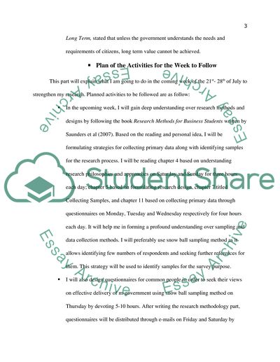 Weekly progress report