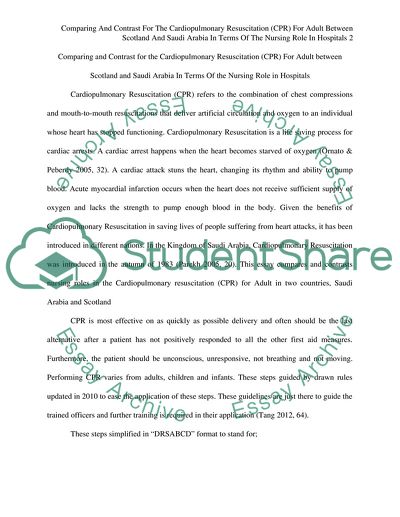 Comparing and Contrast for the Cardiopulmonary Resuscitation for Adult Amid Scotland and Saudi Arabia
