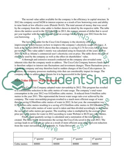 The Coca-Cola Company Value Drivers