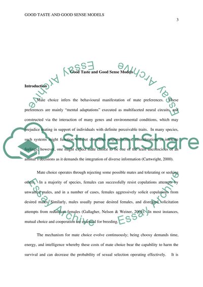 Good Taste and Good Sense Models