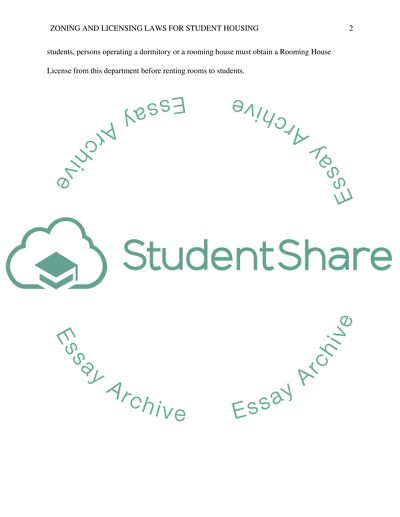 Zoning and licensing laws associated with student housing