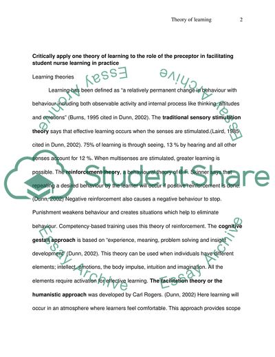 Theory of Learning in Nursing