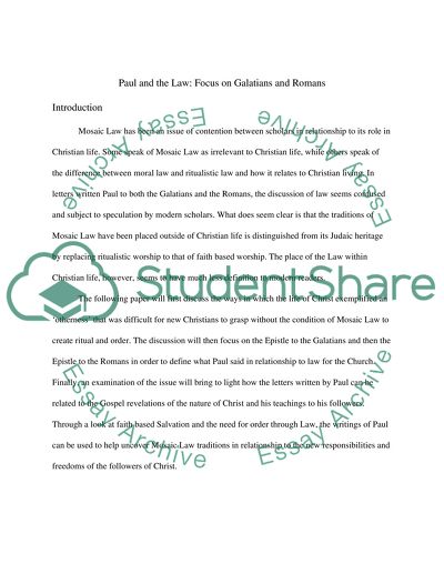 Paul and the Law: Focus on Galatians and Romans