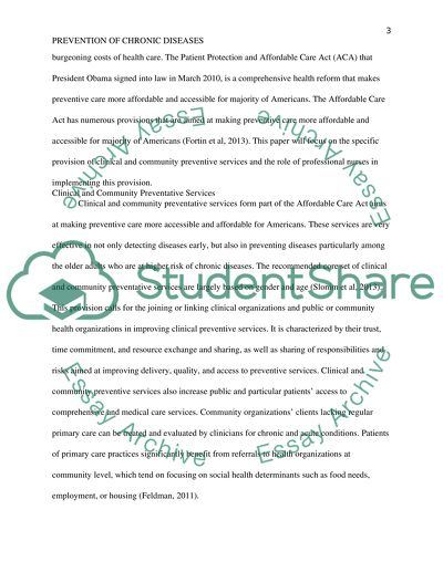 Prevention of Chronic Diseases in the USA