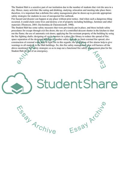 Fire Safety Management Plan for Student Hub