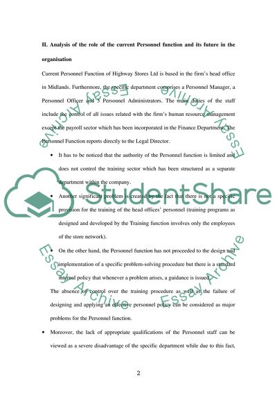 Human Resources Management - Highway Stores Ltd