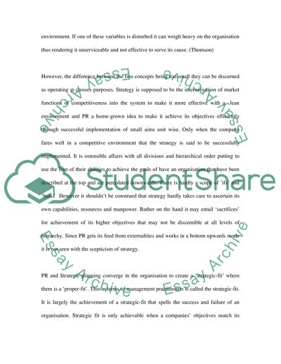 PR and Strategic Management