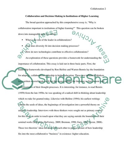Why collaboration is so important in decision making in institutions of higher learning