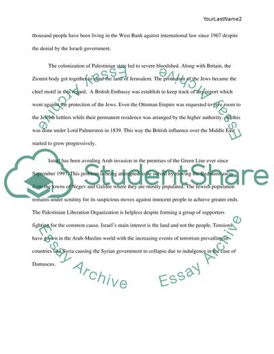 The Conflict of Israel and Palestine