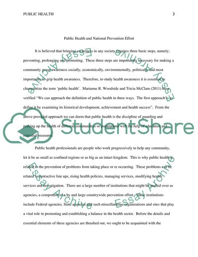 Public Health and National Prevention Effort