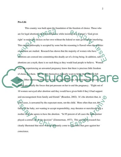 Abortion, a Right of Choice