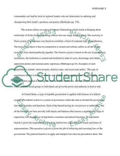 Compare the nazi system of governance with that of the United States