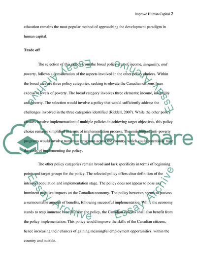 Improvement of the Human Capital in Canada