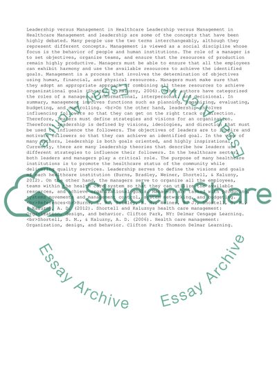 Leadership versus management in healthcare