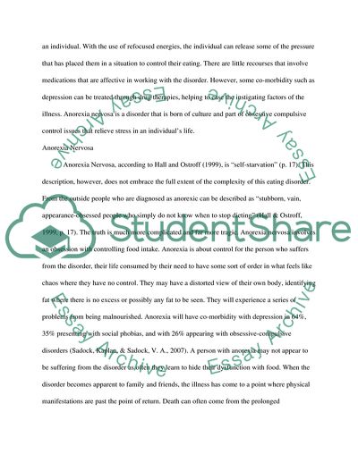 Anorexia Nervosa as an Eating Disorder