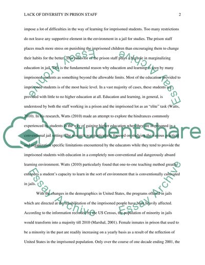 Lack of Diversity in Prison Staff