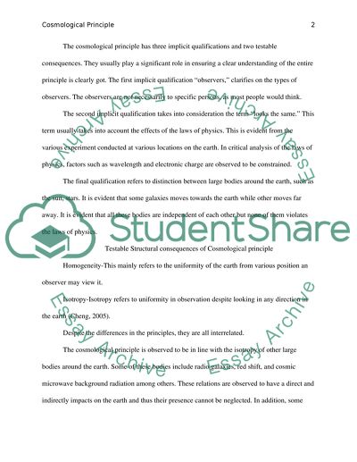 Testable Structural Consequences of Cosmological Principle