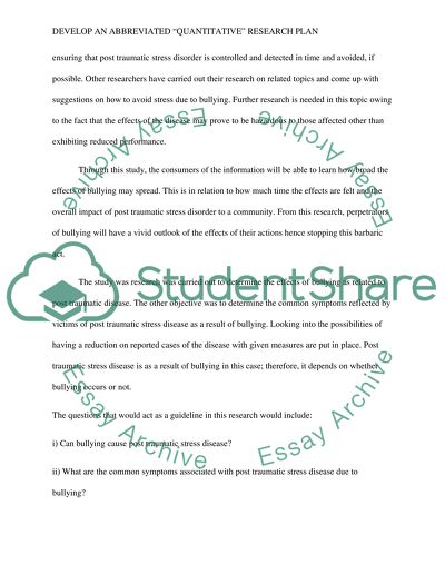 Developing a Quantitative Research in Bullying