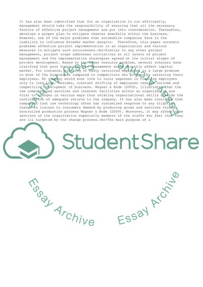 Project Management and Implementation Process