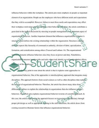 Organizational behavior