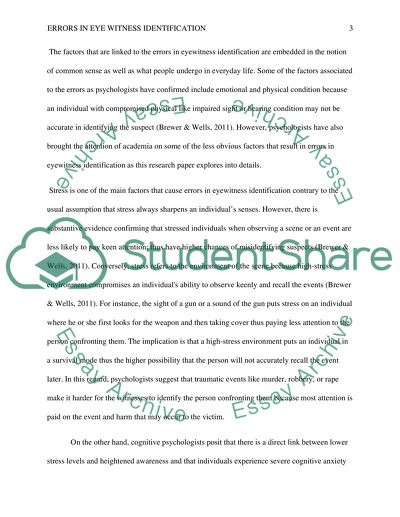 Qualitative Research On Errors Of Eyewitness Identification