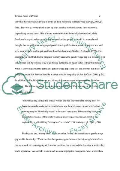 Changing Roles of Men and Women in Families in Britain over the Past Half Century