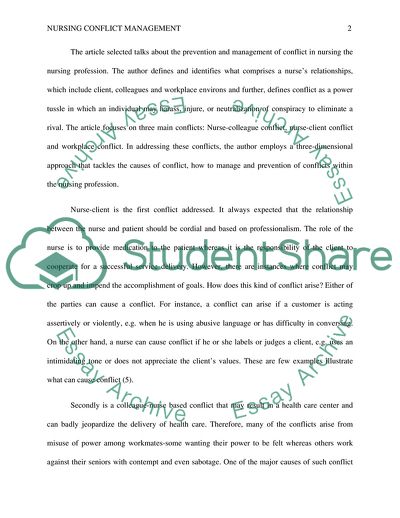 Nursing Conflict Management