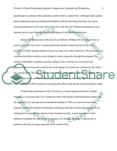 Waldens Clinical Psychology Program: Competencies, Strengths and Weaknesses