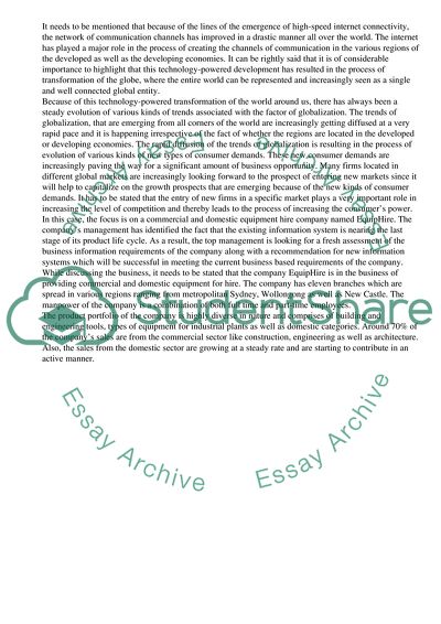 The Most Appropriate Information Systems Meeting the Business Requirements of EquipHire