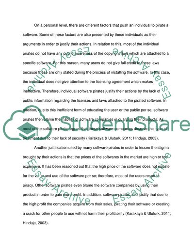 Reasons of Software Pirates