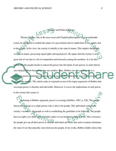 Thomas Hobbess Concept of a Society and Government