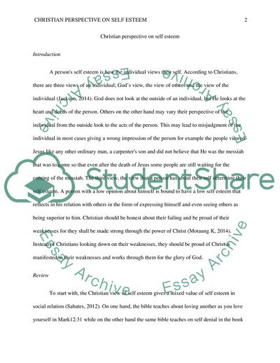 Christian Perspectives on Self-Esteem