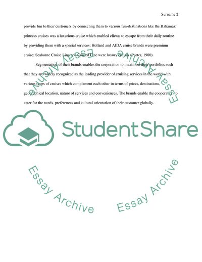 Competitive Strategy and Market Segmentation: Carnival Corporation and Plc