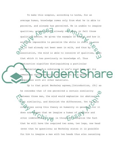 Berkeleys Criticism of Lockes Theory of Abstraction