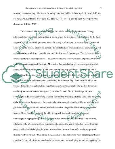 Perceptions of Young Adolescent Sexual Activity Are Greatly Exaggerated