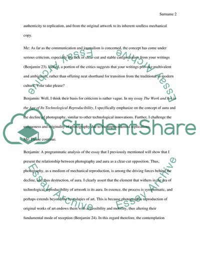 Dialogue between Walter Benjamin and Myself